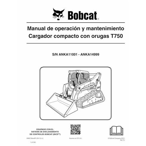 BOBCAT-T750-6989736-ES-OM Manual de operação e manutenção em pdf da carregadeira de esteira compacta Bobcat T750 ES