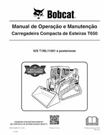 BOBCAT-T650-6990774-PT-OM Manuel d'utilisation et d'entretien pdf de la chargeuse compacte sur chenilles Bobcat T650 PT