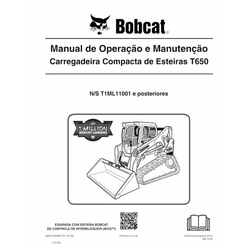 BOBCAT-T650-6990774-PT-OM Manual de operação e manutenção em pdf da carregadeira de esteira compacta Bobcat T650 PT