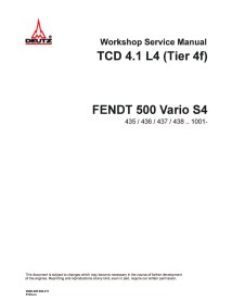 Manual de servicio de taller del motor Fendt DEUTZ TCD 4.1 L4 Tier 4F - Fendt manuales - FENDT-72629390