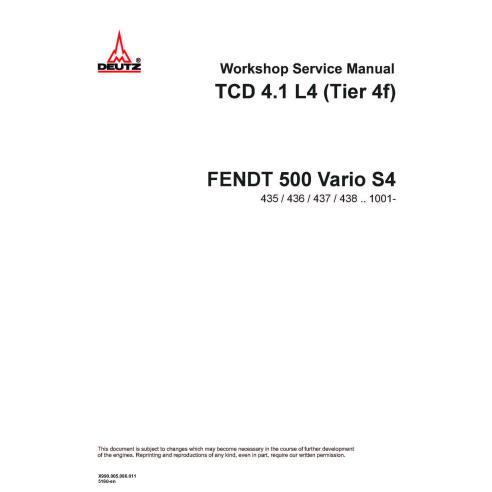 Manual de serviço de oficina de motores Fendt DEUTZ TCD 4.1 L4 Tier 4F - Fendt manuais - FENDT-72629390