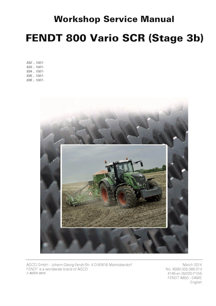 Fendt 800 819, 822, 824, 826, 828 tractor service manual