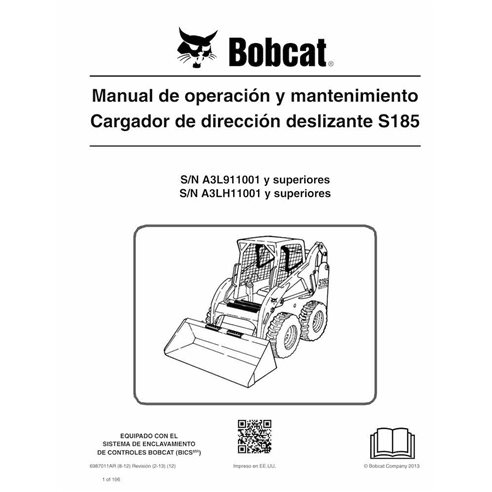 BOBCAT-S185-6987011-ES-OM Minicargadora Bobcat S185 pdf manual de operación y mantenimiento ES