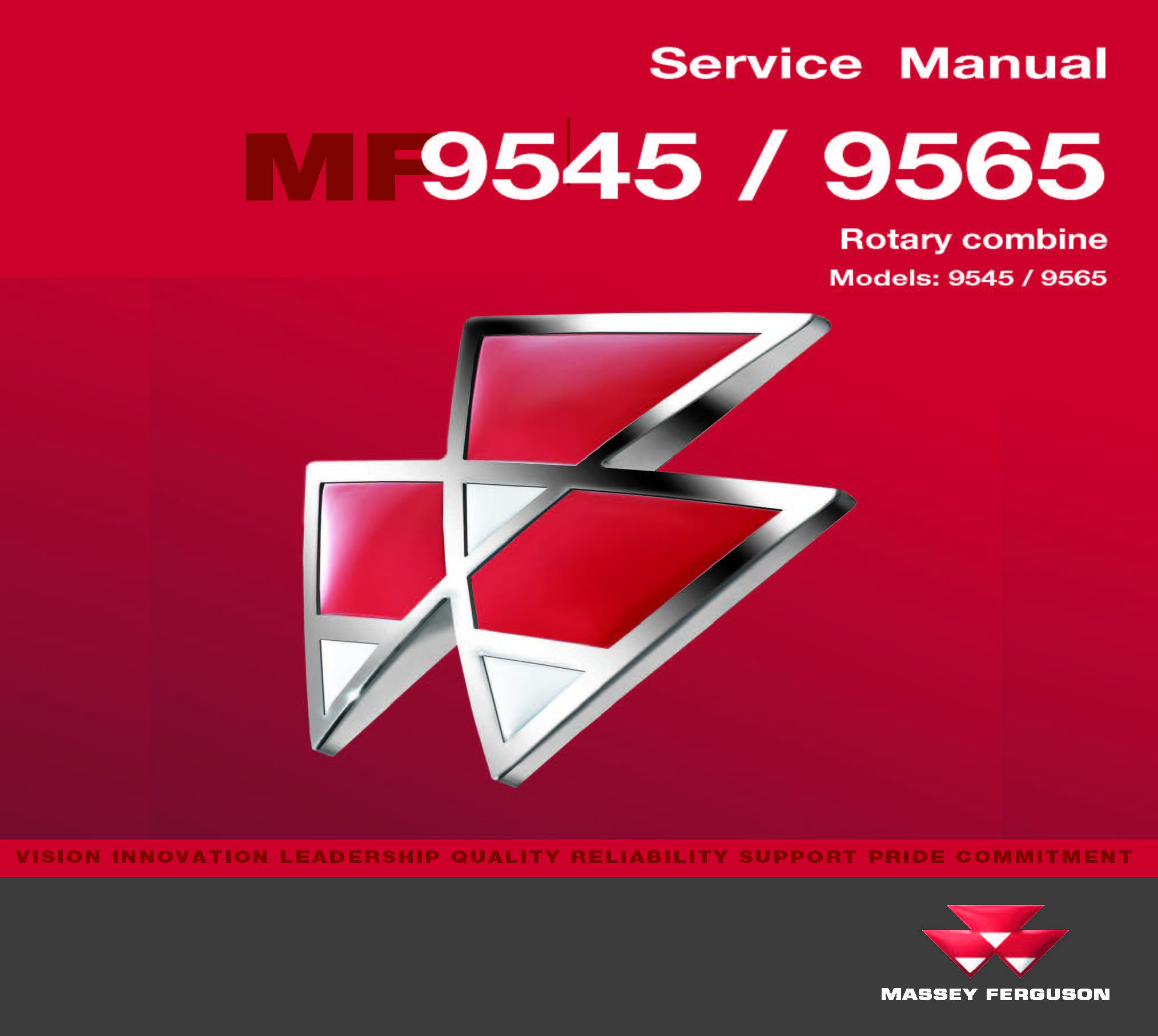 Massey Ferguson 9545, 9565 combine service manual