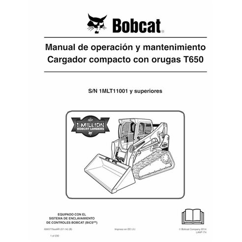 BOBCAT-T650-6990776-ES-OM Bobcat T650 compact track loader pdf operation and maintenance manual ES