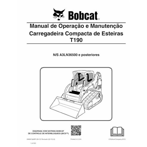 BOBCAT-T190-6989619-PT-OM Bobcat T190 compact track loader pdf operation and maintenance manual PT