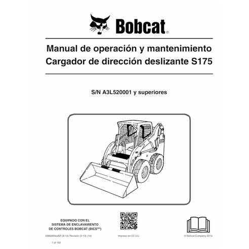 BOBCAT-S175-6986983-ES-OM Minicargadora Bobcat S175 pdf manual de operación y mantenimiento ES