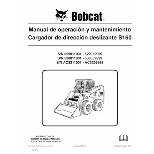BOBCAT-S160-6904128-ES-OM Minicargadora Bobcat S160 pdf manual de operación y mantenimiento ES