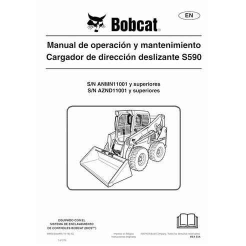 BOBCAT-S590-6990235-ES-OM Manuel d'utilisation et d'entretien pdf de la chargeuse compacte Bobcat S590 ES