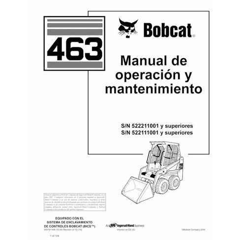BOBCAT-463-6901811-ES-OM Manuel d'utilisation et d'entretien pdf de la chargeuse compacte Bobcat 463 ES
