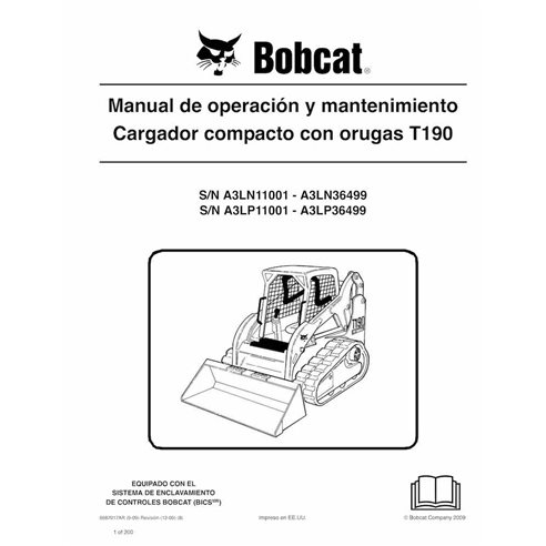 BOBCAT-T190-6987017-ES-OM Manual de operação e manutenção em pdf da carregadeira de esteira compacta Bobcat T190 ES