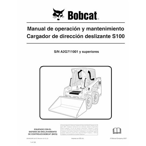 BOBCAT-S100-6904925-ES-OM Minicargadora Bobcat S100 pdf manual de operación y mantenimiento ES