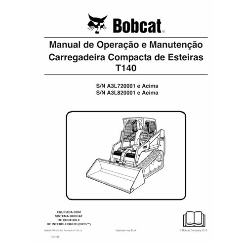 BOBCAT-T140-6986997-PT-OM Manual de operação e manutenção em pdf da carregadeira de esteira compacta Bobcat T140 PT
