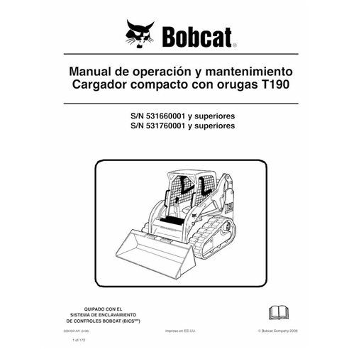 BOBCAT-T190-6987001-ES-OM Bobcat T190 cargador compacto de orugas pdf manual de operación y mantenimiento ES