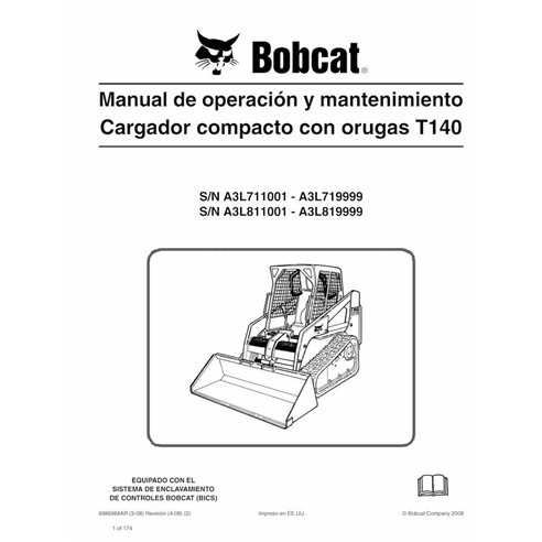 BOBCAT-T140-6986968-ES-OM Bobcat T140 cargador compacto de orugas pdf manual de operación y mantenimiento ES