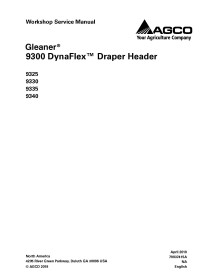 Manual de servicio del taller del cabezal Gleaner 9325/9330/9335/9340 - Espigador manuales
