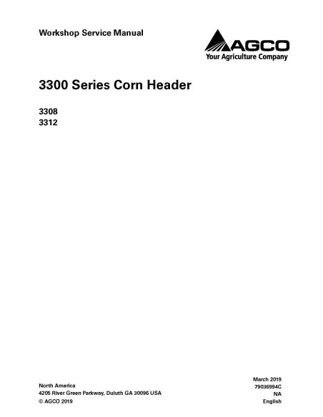 Manual de servicio del taller del cabezal Gleaner 3308/3312 - espigador manuales - GLN-79036994C
