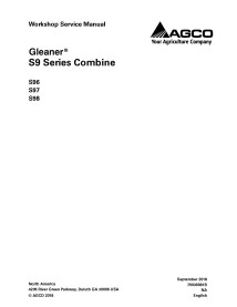 Manuel d'entretien de l'atelier de moissonneuse-batteuse Gleaner S96 / S97 / S98 - Glaneur manuels - GLN-79036981B