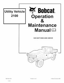 BOBCAT-2100-6987392 Bobcat 2100 utility vehicle pdf operation & maintenance manual