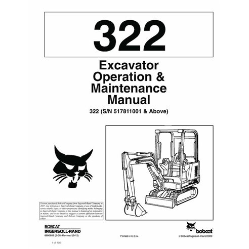 BOBCAT-6900806-OM Bobcat 320, 320L, 322 compact excavator pdf operation and maintenance manual