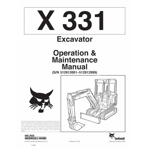 BOBCAT-6724471-OM Manuel d'utilisation et d'entretien de la pelle compacte Bobcat X331 pdf
