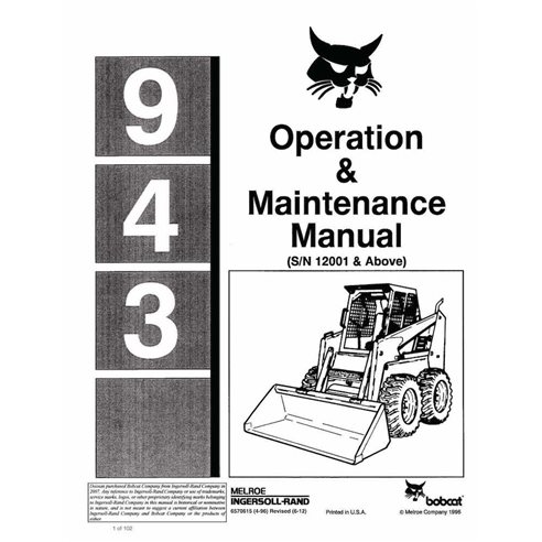 BOBCAT-943-6570615 Bobcat 943 skid loader pdf operation & maintenance manual