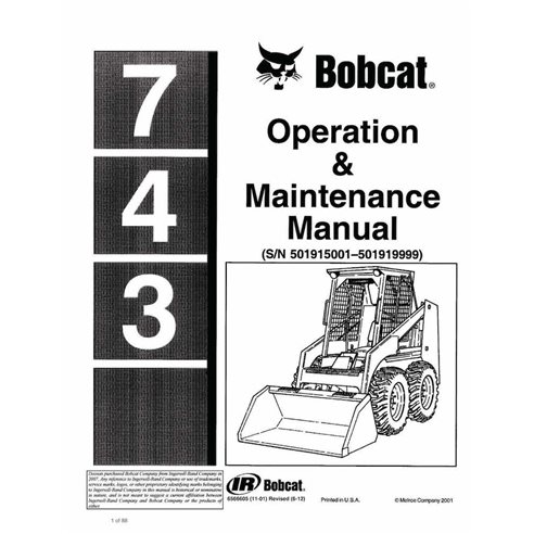 BOBCAT-743-6566605 Minicarregadeira Bobcat 743 manual de operação e manutenção em pdf