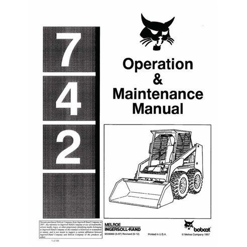 BOBCAT-742-6556860 Bobcat 742 skid loader pdf manual de operación y mantenimiento