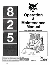 BOBCAT-825-6549635 Minicarregadeira Bobcat 825 manual de operação e manutenção em pdf