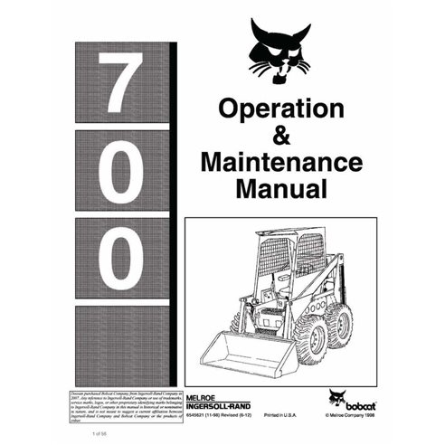 BOBCAT-700-6545621 Bobcat 700 skid loader pdf operation & maintenance manual