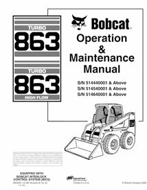 BOBCAT-863-6900937 Bobcat 863, 863H skid loader pdf manuel d'utilisation et d'entretien