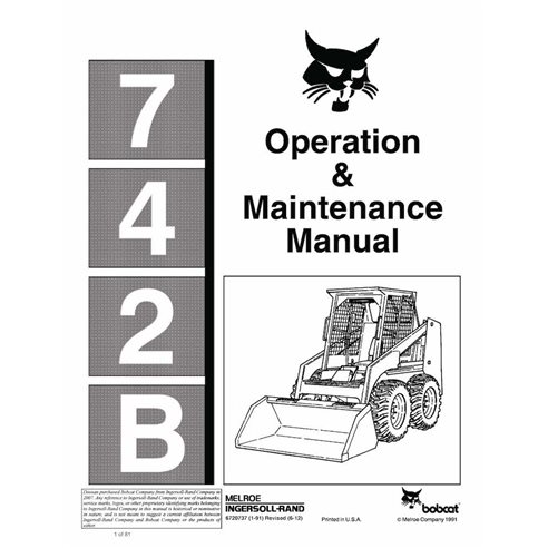 BOBCAT-742b-6720737 Bobcat 742B skid loader pdf manuel d'utilisation et d'entretien