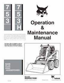 BOBCAT-753-6722761 Bobcat 753, 753H skid loader pdf operation & maintenance manual