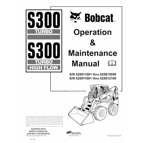 BOBCAT-S300-6902700 Bobcat S300, S300H skid steer loader pdf operation & maintenance manual