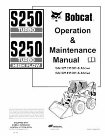 BOBCAT-S250-6901925 Bobcat S250, S250H cargador de dirección deslizante pdf manual de operación y mantenimiento