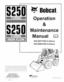 BOBCAT-S250-6901751 Bobcat S250, S250H cargador de dirección deslizante pdf manual de operación y mantenimiento