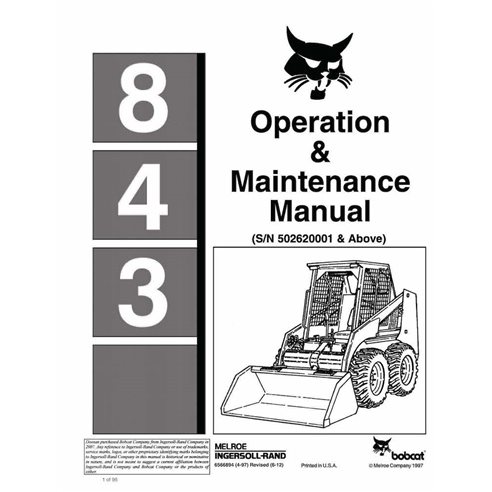 BOBCAT-843-6566894 Bobcat 843 skid loader pdf operation & maintenance manual