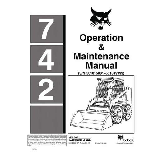 BOBCAT-742-6566604 Bobcat 742 skid loader pdf operation & maintenance manual
