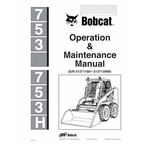 BOBCAT-753-6722905 Bobcat 753, 753H minicarregadeira pdf manual de operação e manutenção