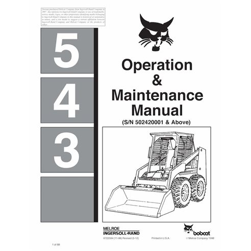 BOBCAT-6722584-OM Minicarregadeira Bobcat 543 manual de operação e manutenção em pdf