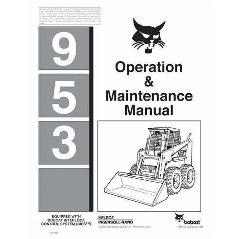 BOBCAT-953-6724087 Bobcat 953 skid loader pdf manual de operación y mantenimiento