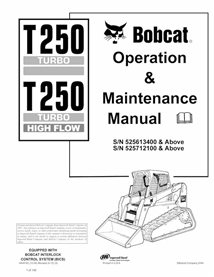 BOBCAT-T250-6904182 Bobcat T250, T250H chargeuse compacte sur chenilles pdf manuel d'utilisation et d'entretien
