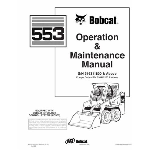 BOBCAT-6900785-OM Minicarregadeira Bobcat 553 manual de operação e manutenção em pdf