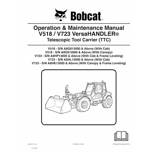 BOBCAT-V518_V723-6989577 Bobcat V518, V723 telescopic tool carrier pdf operation & maintenance manual