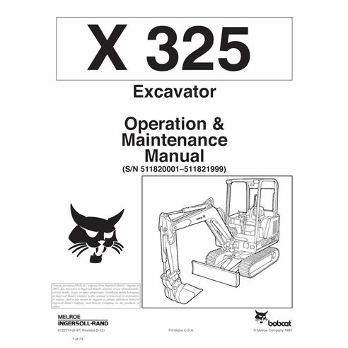 BOBCAT-6722714-OM Manuel d'utilisation et d'entretien de la pelle compacte Bobcat X325 pdf