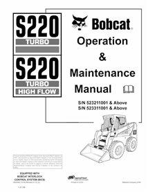 BOBCAT-S220-6902446 Bobcat S220, S220H cargador de dirección deslizante pdf manual de operación y mantenimiento
