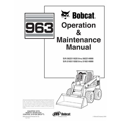 BOBCAT-963-6900792 Bobcat 963 skid loader pdf manual de operación y mantenimiento