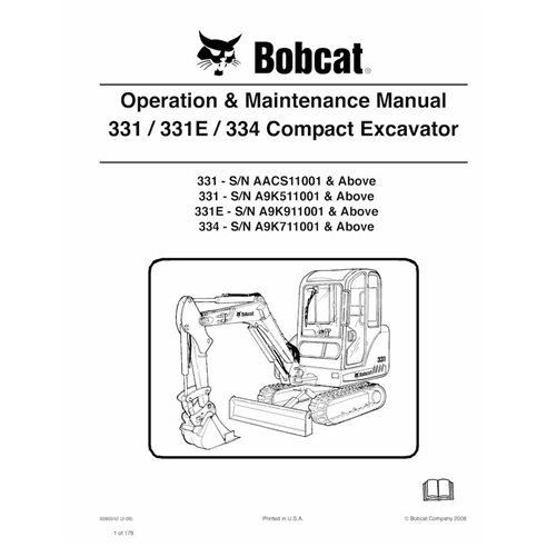 BOBCAT-6986942-OM Bobcat 331, 331E, 334 escavadeira compacta pdf manual de operação e manutenção