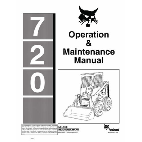 BOBCAT-720-6549950 Bobcat 720 skid loader pdf manuel d'utilisation et d'entretien