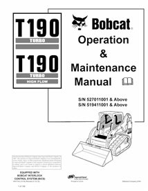 BOBCAT-T190-6901109 Bobcat T190, T190H compact track loader pdf operation & maintenance manual